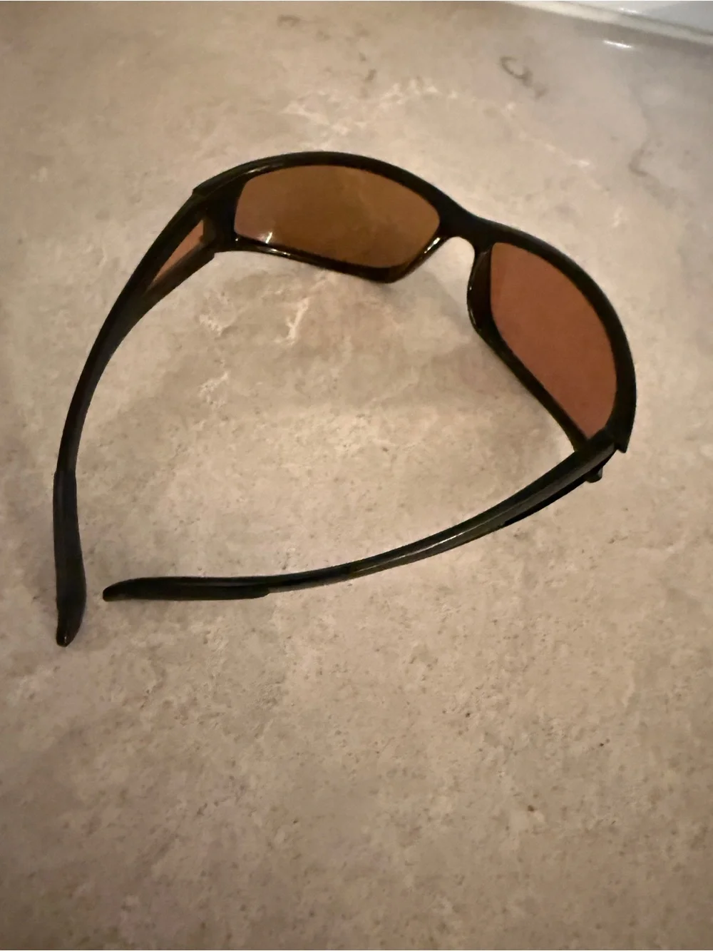 Retro 90s polarized wraparound Black Frame Sunglasses with sheer Brown Lenses